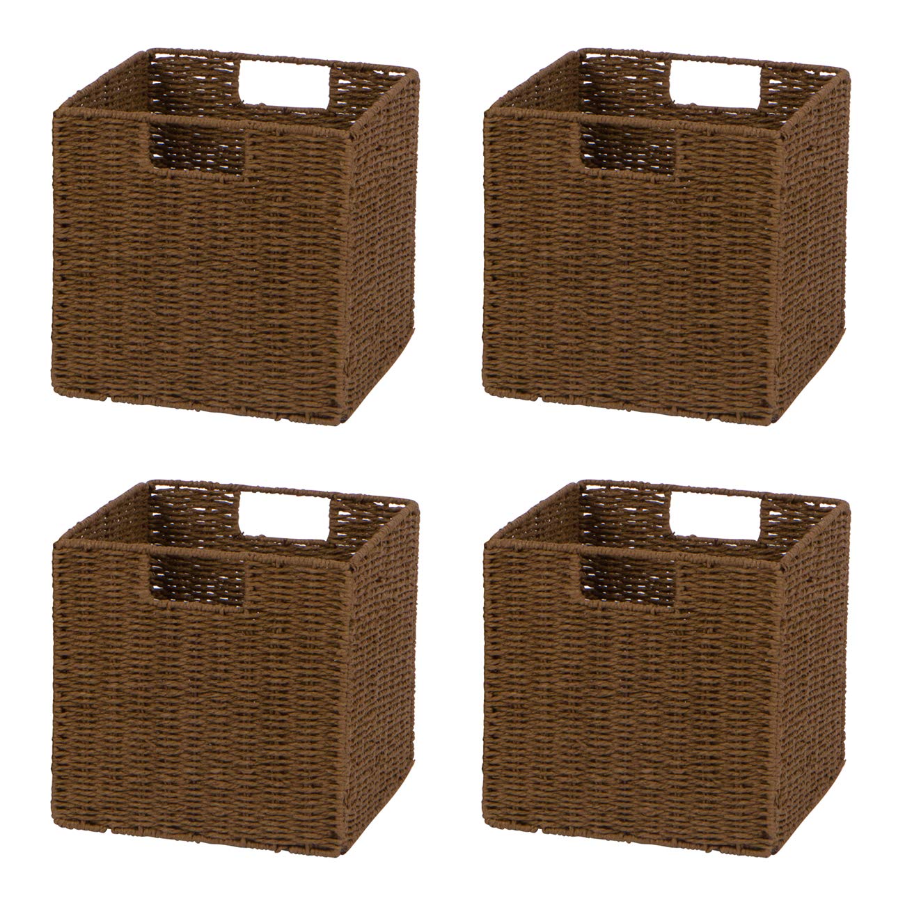 Trademark Innovations 10.5" Woven Storage Cube Basket Bin with Iron Wire Frame - Set of 4