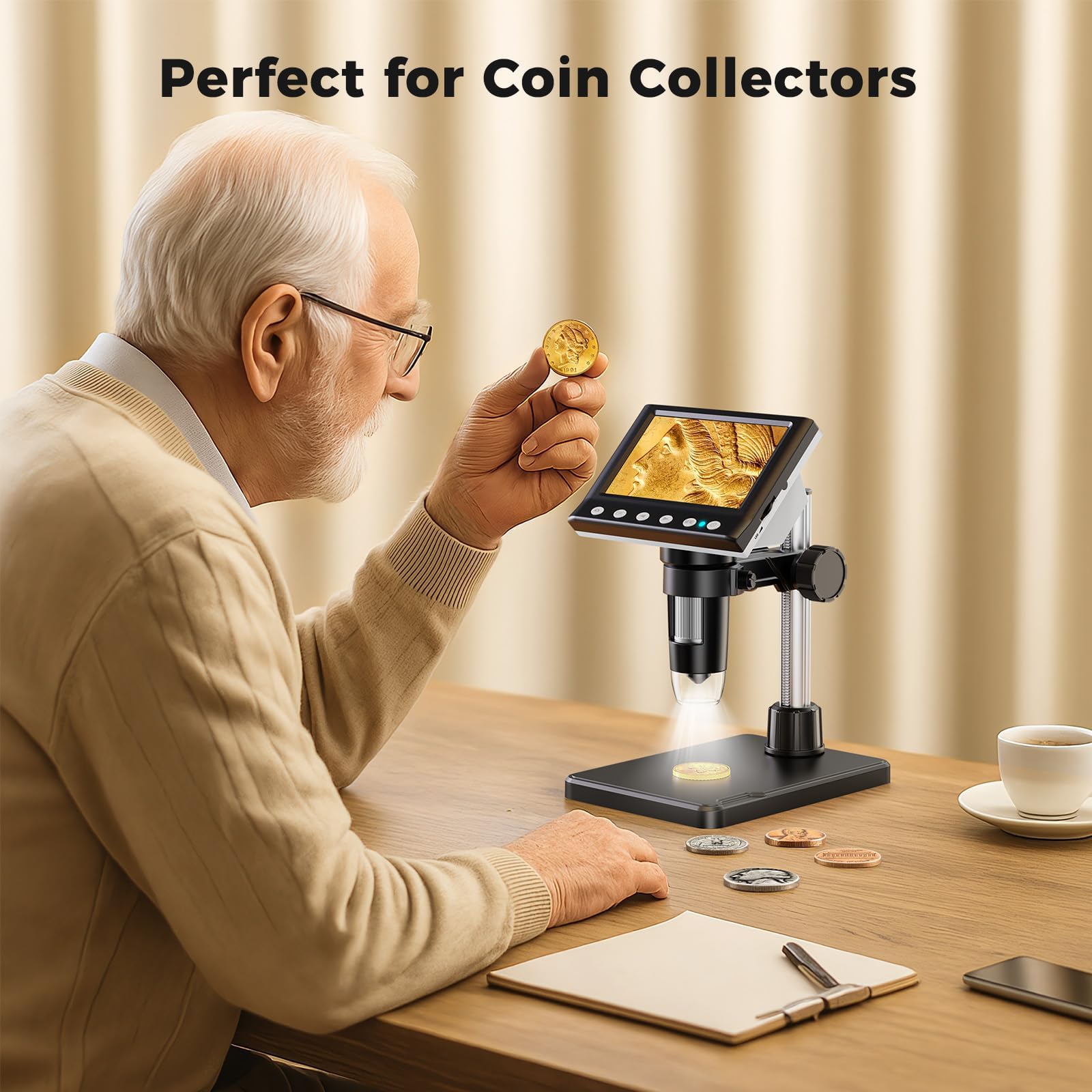 4.3" Coin Microscope with LED Light - High Resolution -7 4.3" Coin Microscope with LED Light - High Resolution -7