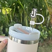 Vista 38 de Velaco 4 PCS Initial Letter Charm Accessories and Straw Cover Pack- Chains with Initial Letter for Stanley 20 30 40 oz Tumbler with Handle
