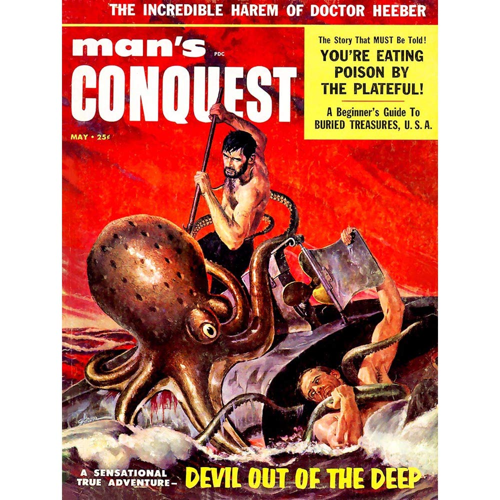 Wee Blue Coo COMIC BOOK MANS CONQUEST OCTOPUS SPEAR USA 30X40 CMS FINE ART PRINT ART POSTER BB7792