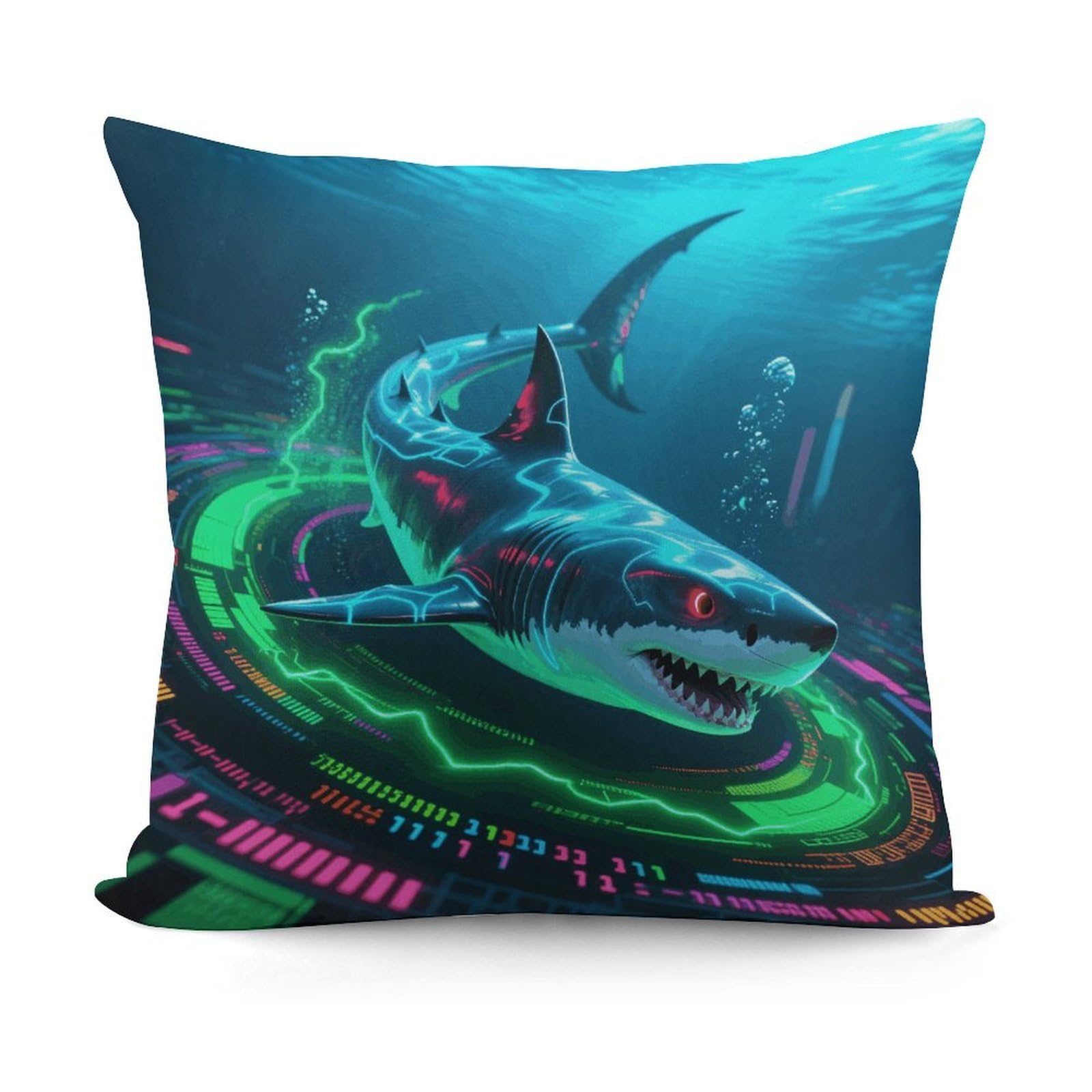 VstaDank Shark Pillow Cover with Invisible Zipper Square Throw Pillowcase Plush Couch Sofa Pillow Case 18x18 Inch Decorative Throw Cushion Covers for Sofa Living Pillowcover
