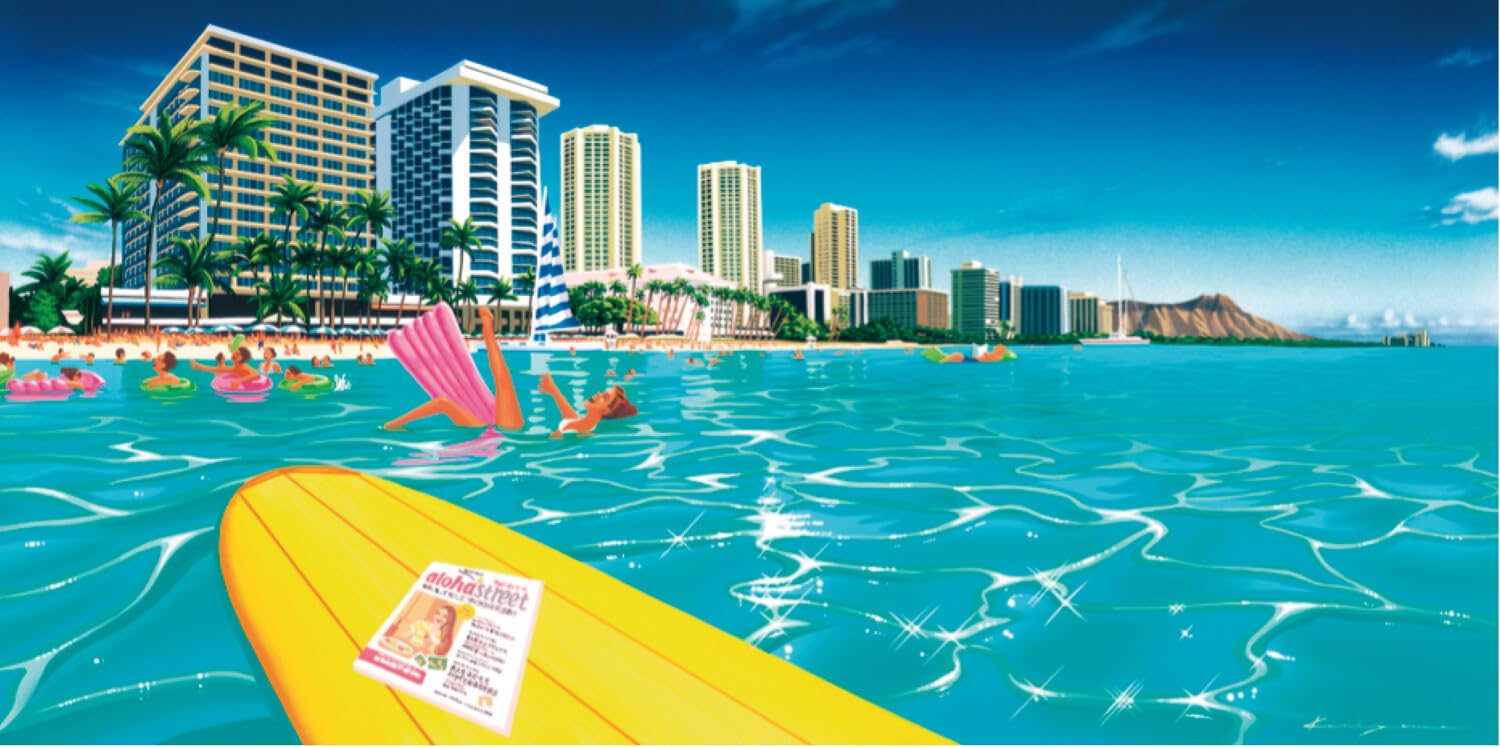 イラストアート 木製フレーム付き ハワイ 家族 イラストアート 木製フレーム付き ハワイ 家族 イラストアート