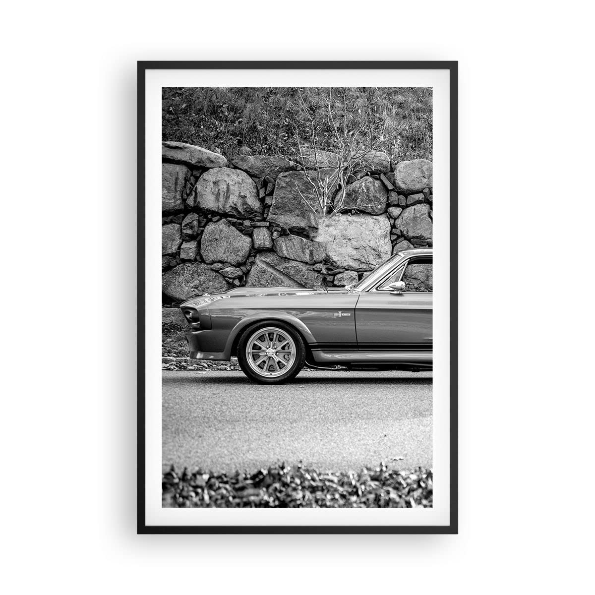 Cuadro Póster Marco Negro 61x91 cm Blanco y Negro Coches - 5011 - P2B