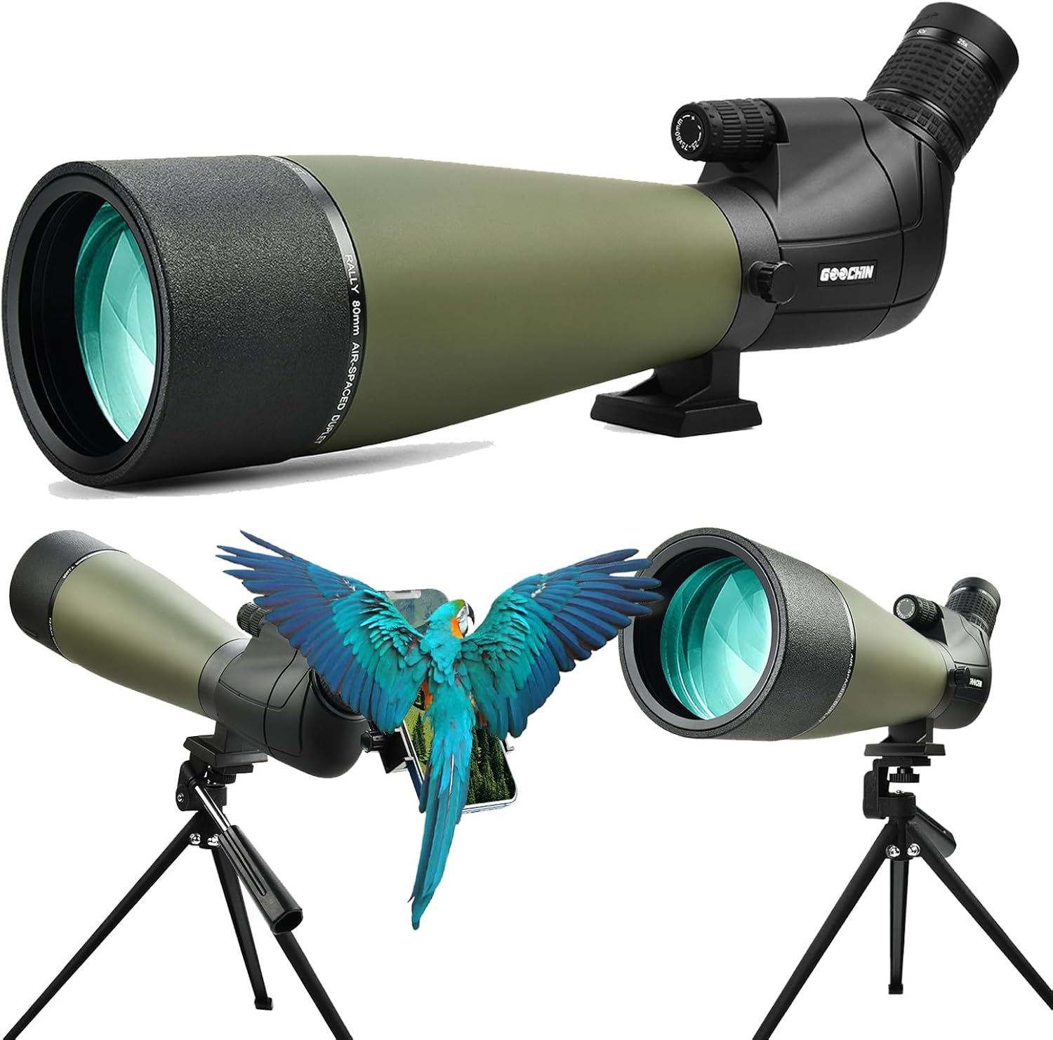 25-75X80 Spotting Scopes, HD Spotter Scope for Target Shooting, BAK4 Prism with Tripod, Smartphone Adapter, Waterproof Spotting Scope for Bird Watching Hunting Wildlife Viewing