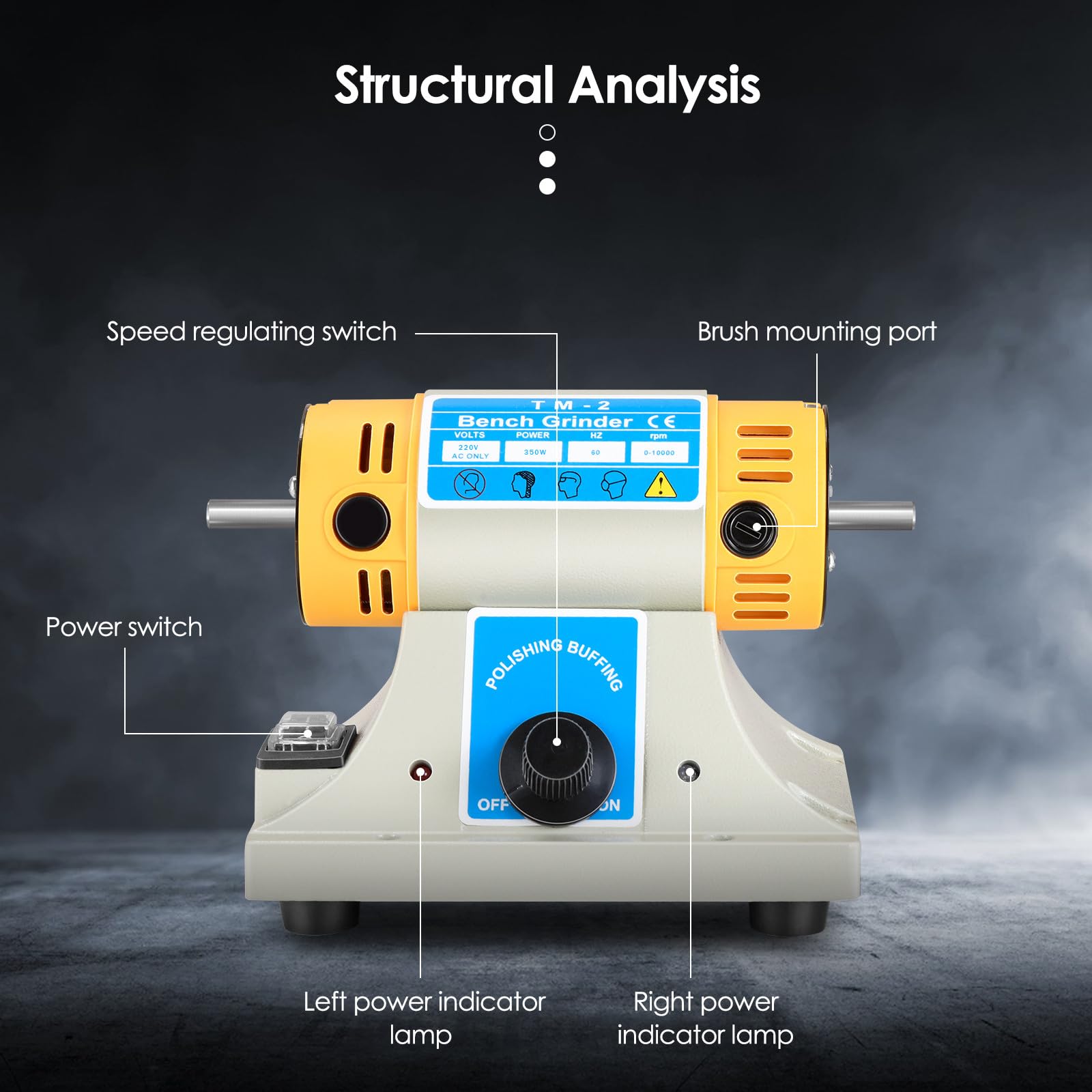 Lucidatrice da banco 350W 10000 rpm Piccola macchina per il taglio e la lucidatura della giada da tavolo multifunzionale per la lavorazione del legno Rettificatrice per gioielli