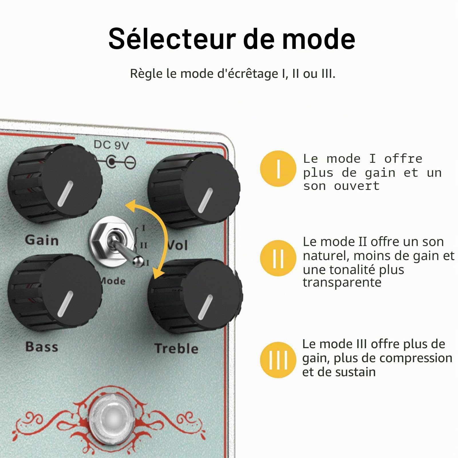 Donner Pédale de Guitare Overdrive, Dumbal Drive Pédale d'overdrive pour Guitare électrique, Overdrive style Dumble avec 2 bandes EQ Boost Effet Pure Analog True Bypass
