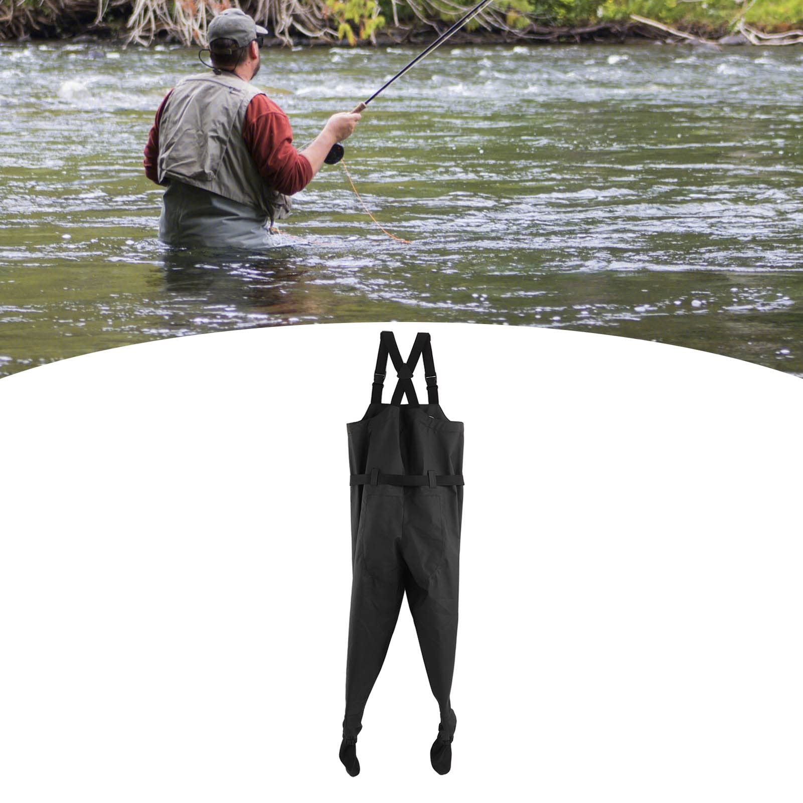 Tyenaza Bootfoot Wathose, Fliegenfischen Wathose Atmungsaktive wasserdichte Strumpffuß Wathose für Erwachsene XXL