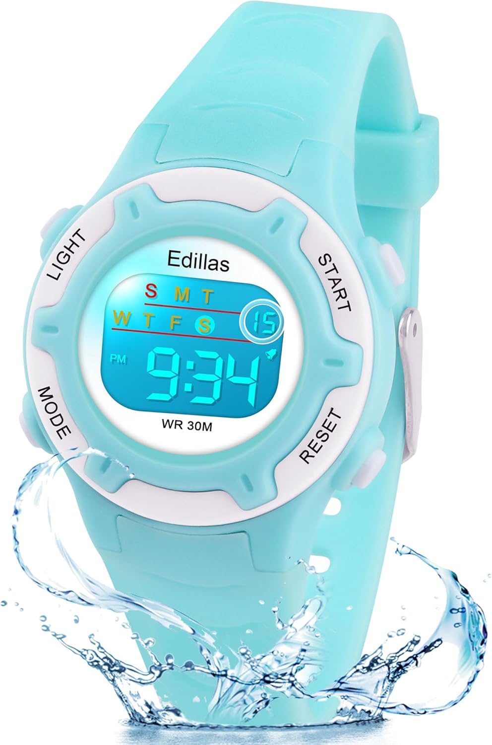 Edillas Kids Watches Digital Girls Boys,7 Colors Light Wrist Watch for Child Waterproof Sport Outdoor Multifunctional Watches with Stopwatch/Alarm for Ages 4-15