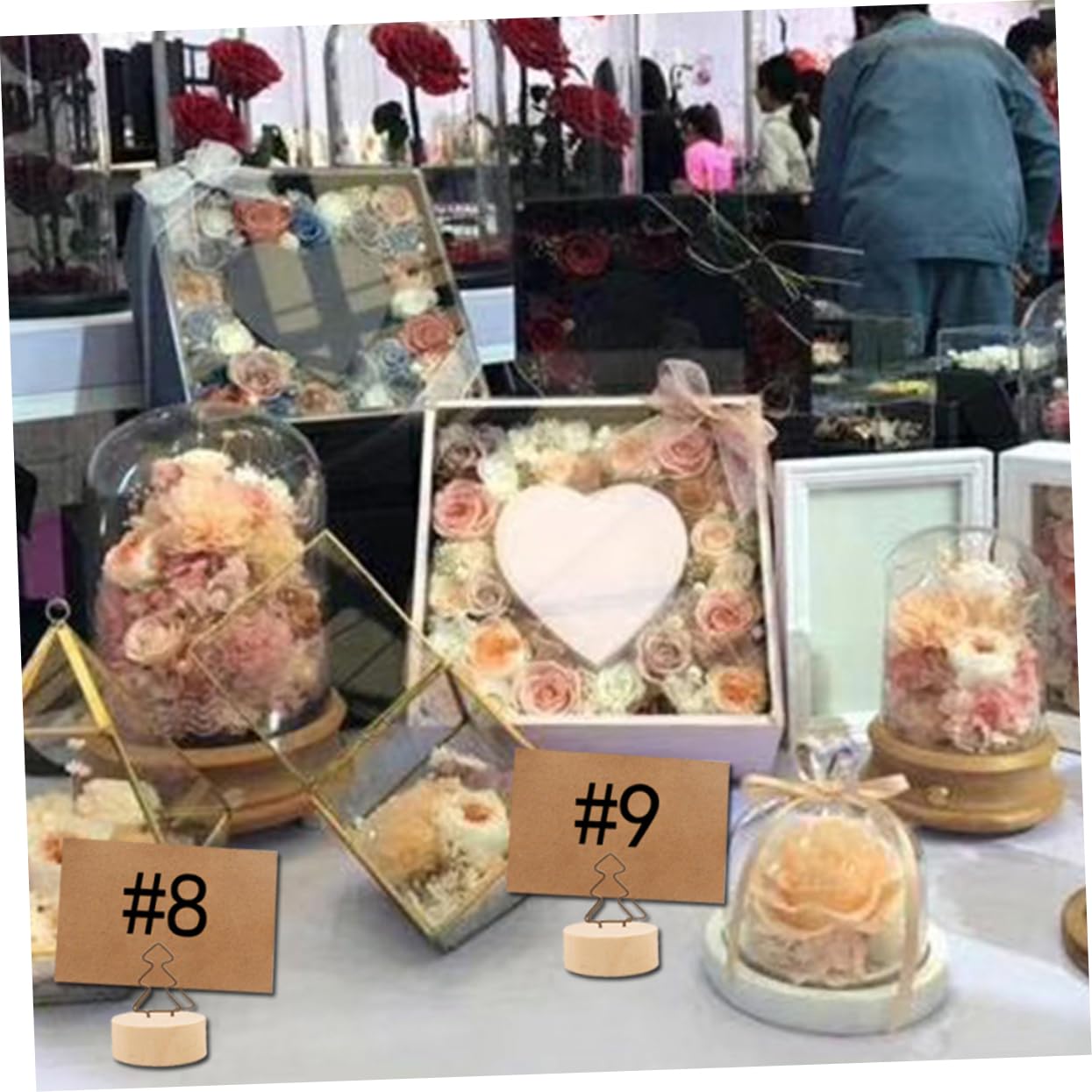 SHOWERORO 24pezzi Clip Legno Retro Forma Di Albero Con Base Per Foto e Memo Supporti Per Matrimoni Feste e Decorazioni Per Ufficio