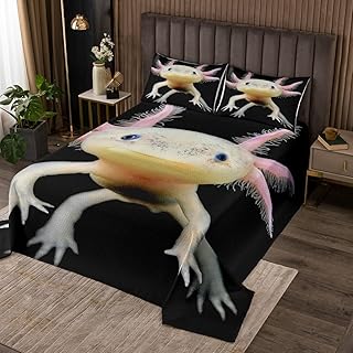 Erosebridal Axolotl Quilted King Size Cute Axolotl Bedspread 3D Axolotls Coverlet Set Bedroom Decor Sea Wildlife Animals Reptile Quilted for Kids Boys Teens Men Adult with 2 Pillowcases