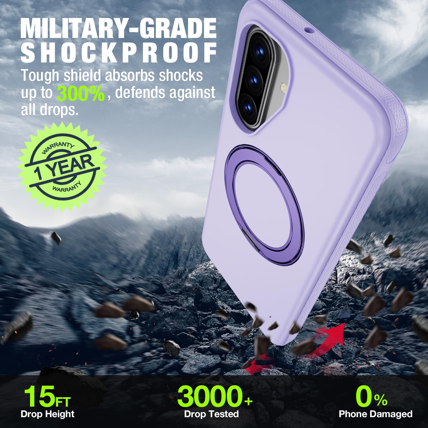 Custodia per Samsung Galaxy A17/A26 5G [compatibile con Magsafe] [protezione contro le cadute di grado militare da 4,5 metri] con pellicola protettiva e protezione per lente, custodia antiurto