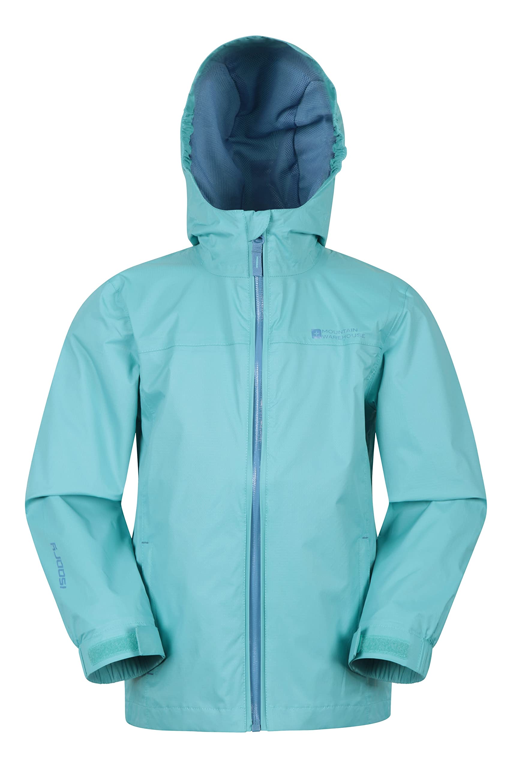 Mountain Warehouse Girls Teal Torrent Kids Waterproof Rain Jacket - Taped Seams Raincoat, Lightweight, Breathable, & Boys - Spring Summer, Wet Weather (Plain) Kids Size 2-3 Years