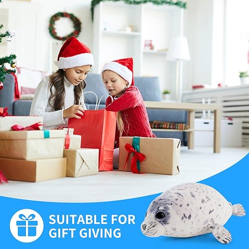 Miniatura 5 de Sew Butiful Juguete de Peluche de Foca, Lindos peluches, Almohada de Peluche de Foca de 20", Regalo para Niñas y Niños para Cumpleaños y Navidad