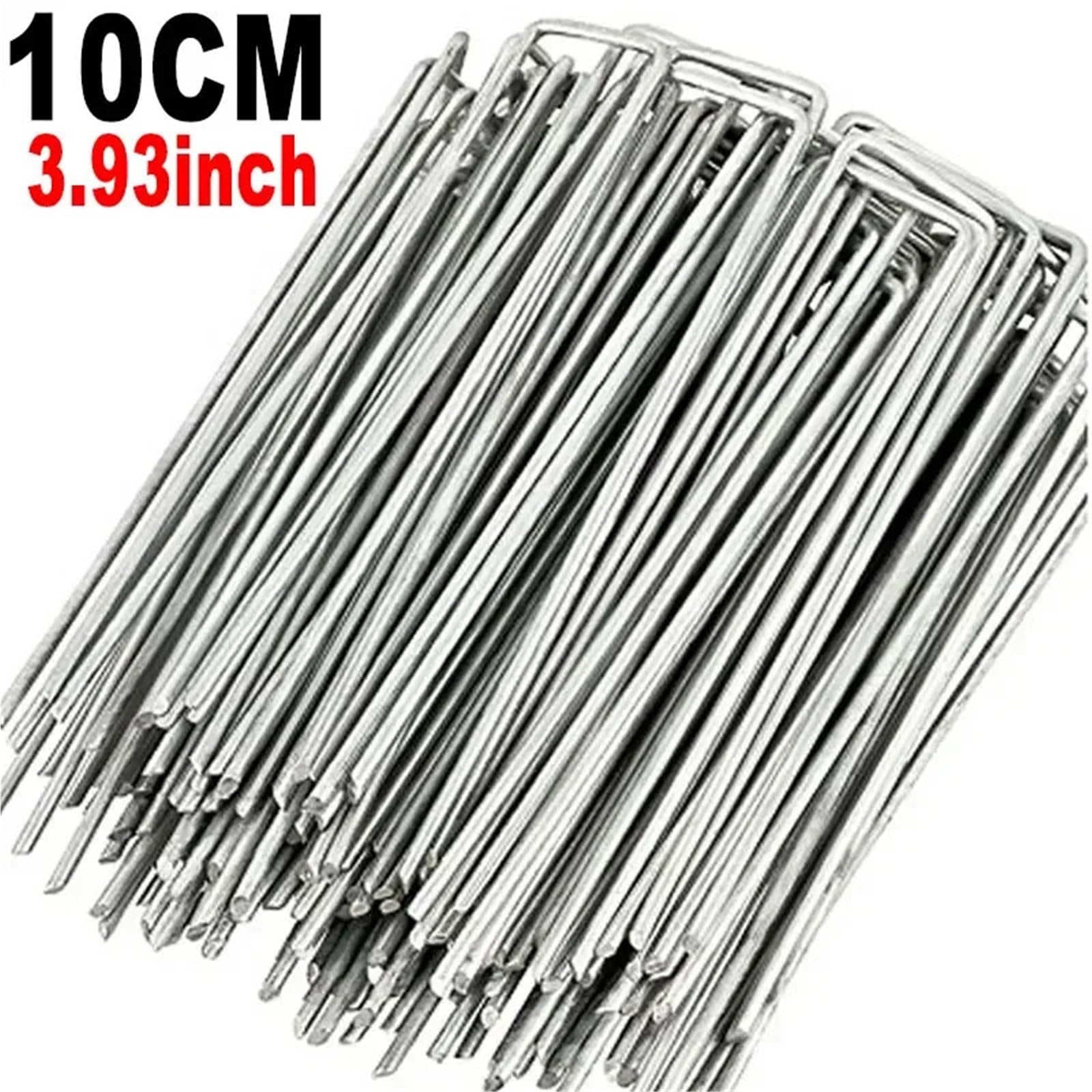 Punti Metallici for Giardinaggio, picchetti da Giardino a Forma di U, for, for Tende Resistenti, Fissaggio for Erbacce per Giardini(Silver-4cmx10cm)