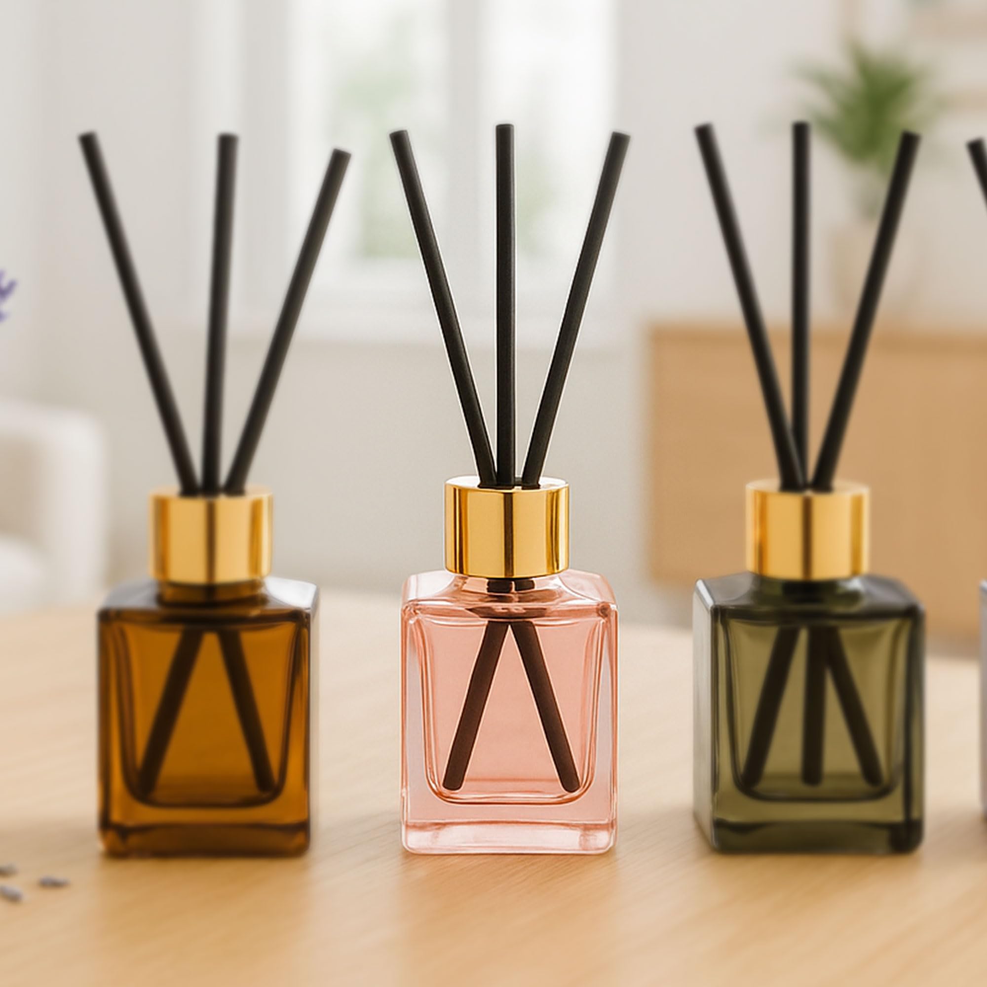 Paddywax Botanica – Diffuseur d'huile parfumée avec roseaux dans une bouteille en verre rose réutilisable, boîte cadeau tubulaire, avec bâtonnets diffuseurs, parfum durable, réutilisable et recyclable