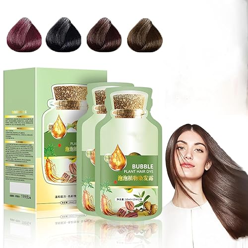 Tinte natural para el cabello, nuevo tinte botánico de burbujas para el cabello, paquete de 10 paquetes por caja, extracto de planta puro para tinte