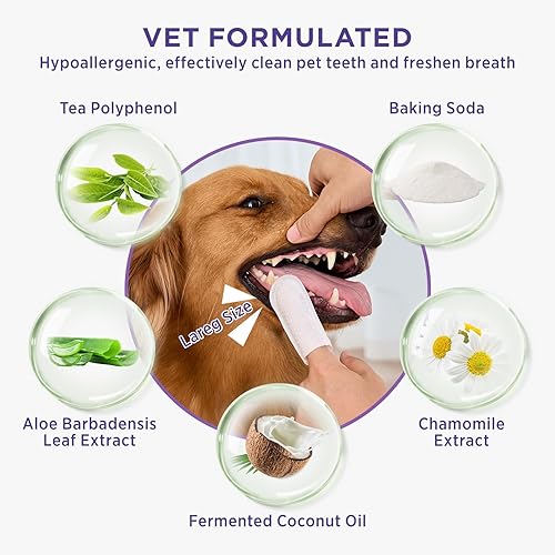 Miniatura 3 de Toallitas de limpieza de dientes más anchos para perros y gatos, elimina el mal aliento eliminando la placa y la acumulación de sarro, cepillo de