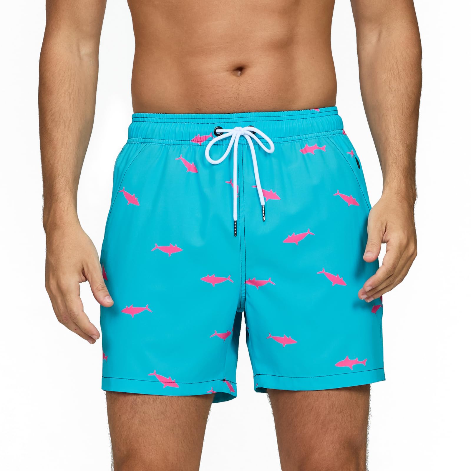 Vorvowry Badehose Herren Badehosen Schnelltrocknend Schwimmhose Atmungsaktiv Badeshorts mit Meshfutter und Versteckte Reißverschlusstasche Bademode Männer Boardshorts