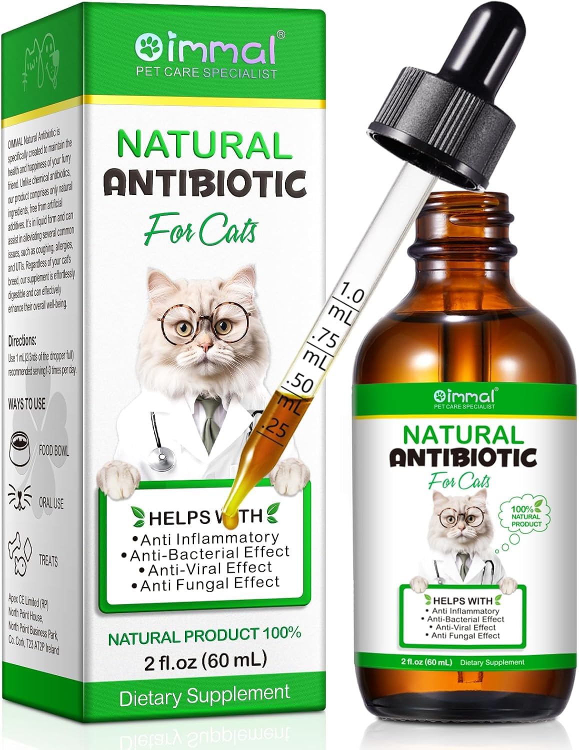 Natürliche Antibiotika für Katzen, Katzen-Antibiotika für Infektion, Unterstützt Immunsystem & Allergie Relief, Juckreiz Linderung, Katze Antibiotika für Harnwegsinfektion (UTI), 60ml