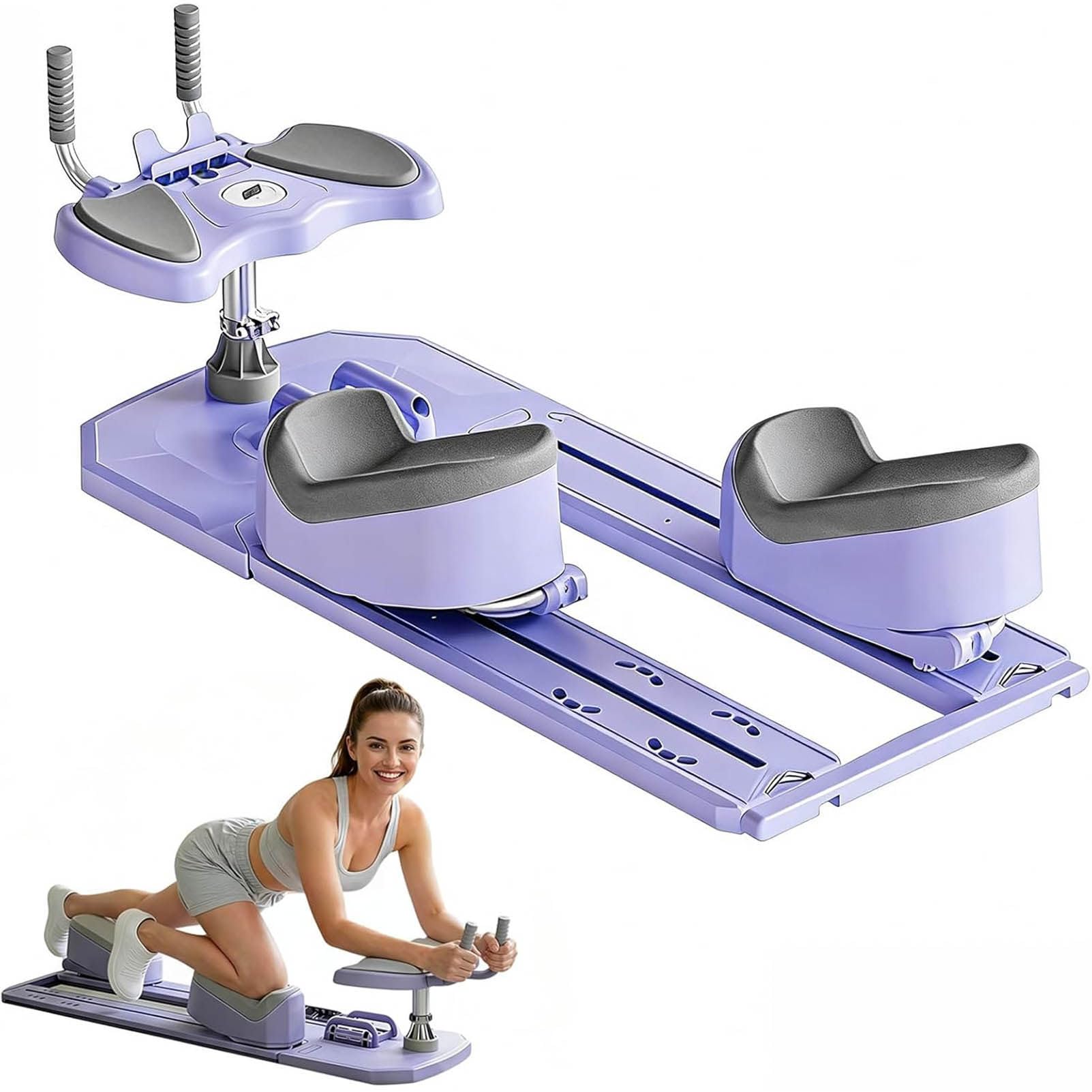 LJLYYDS 6-In-1 Spine Twist Trainer, Waist Trainer Machine Digital Timer Home Gym Equipment for Waist Trainer Workout Waist Toning Back Leg Stretching Purple