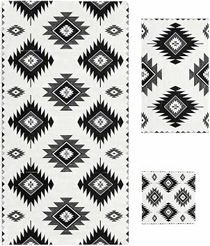 Bath Towel Sets, Farm Bohemian Aztec Geometric on Beige Bathroom Towels Soft Hand Towel Washcloth Cotton Towel Set,Absorbent Soft Bath Set for Hotel Beach Pool Vintage Lattice Towels