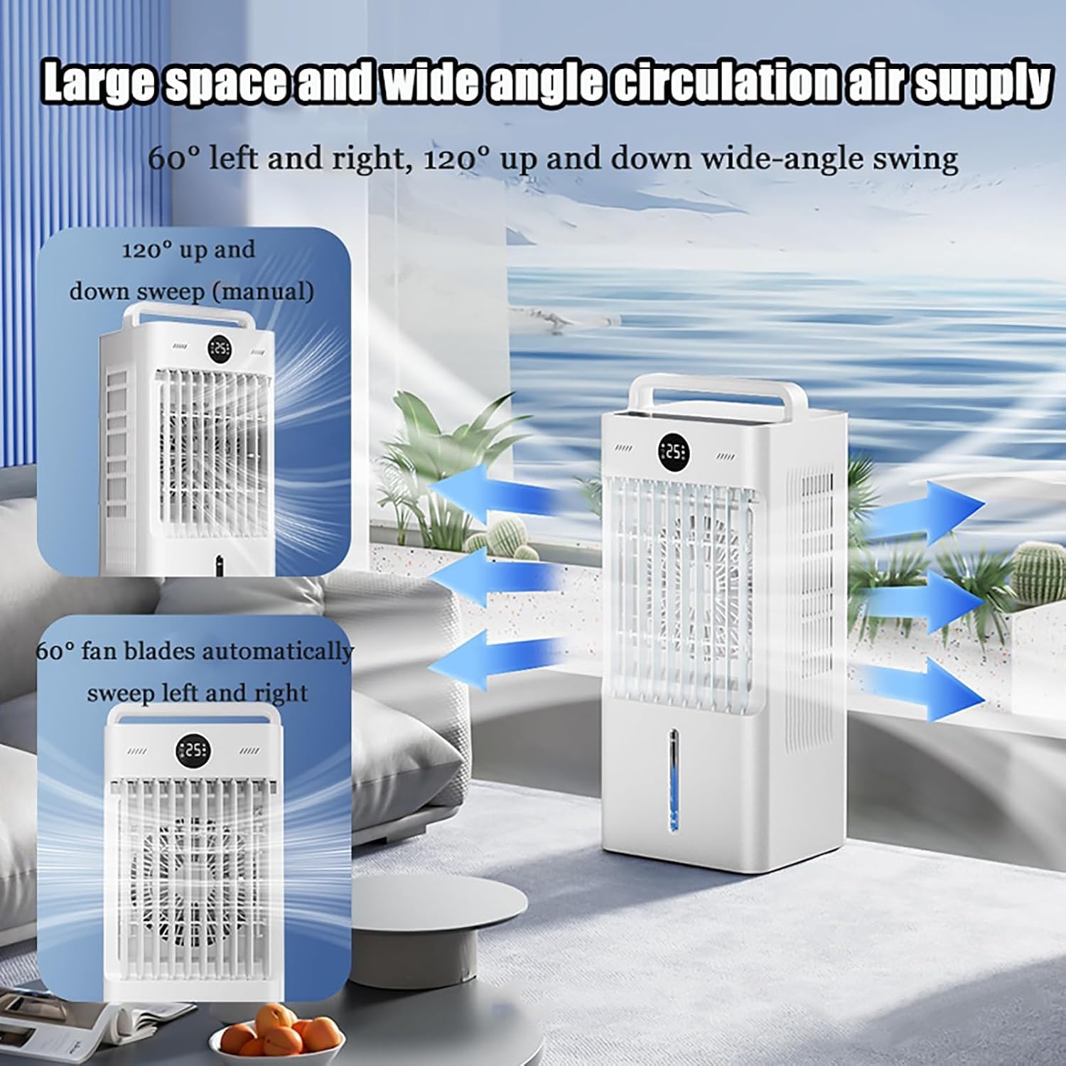 Unidad de aire acondicionado portátil 8100, baja energía con kit de instalación, temporizador, pantalla digital, ventilador de refrigeración 4 en 1 para el hogar, oficina, habitación