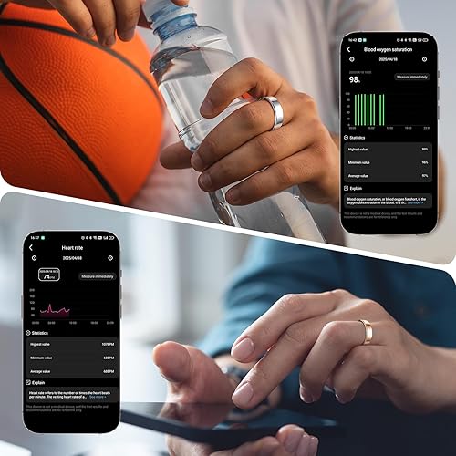 Miniatura 7 de Rastreador de fitness, anillo inteligente ultrafino para mujeres y hombres, rastreador de actividad de salud, anillo de fitness con monitor de