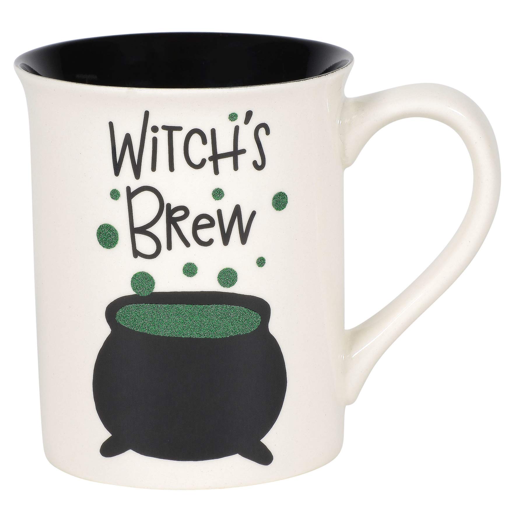 Enesco Our Name is Mud Halloween Witch's Brew Cauldron Glitter Coffee Mug, 1 Count (Pack of 1), Multicolor