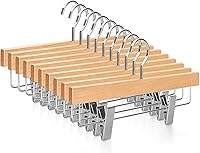 Vista 10 de TOPIA HANGER Perchas de madera negra para pantalones, perchas de falda de madera con clips, percha de lujo para jeans con gancho plano anti-óxido