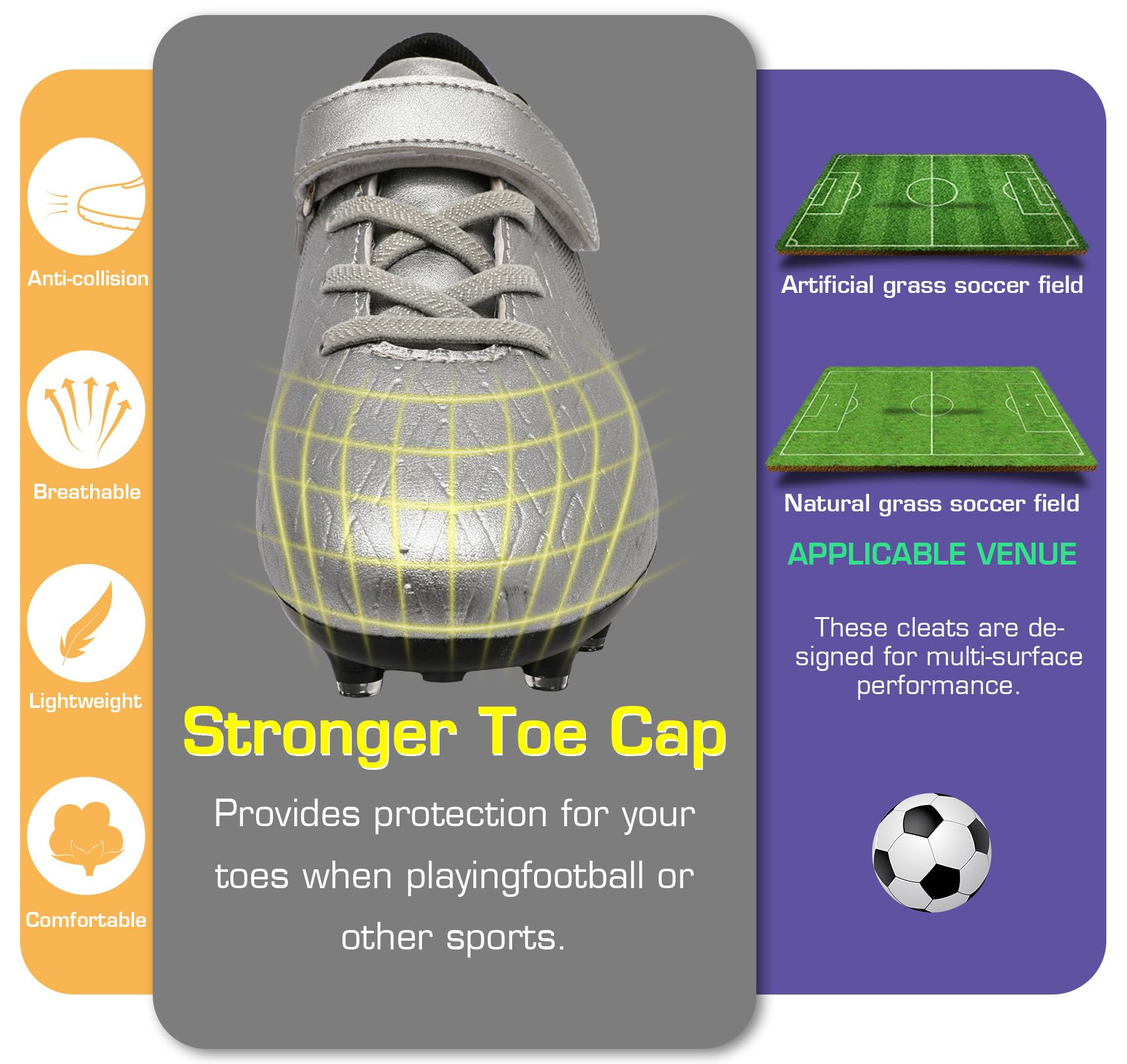 DimaiGlobal Scarpe da Calcio Bambini Ragazzi con Tacchetti Bassi Professionali Scarpe da Calcetto Futsal e Allenamento per Interno/Esterno - Antiscivolo Junior