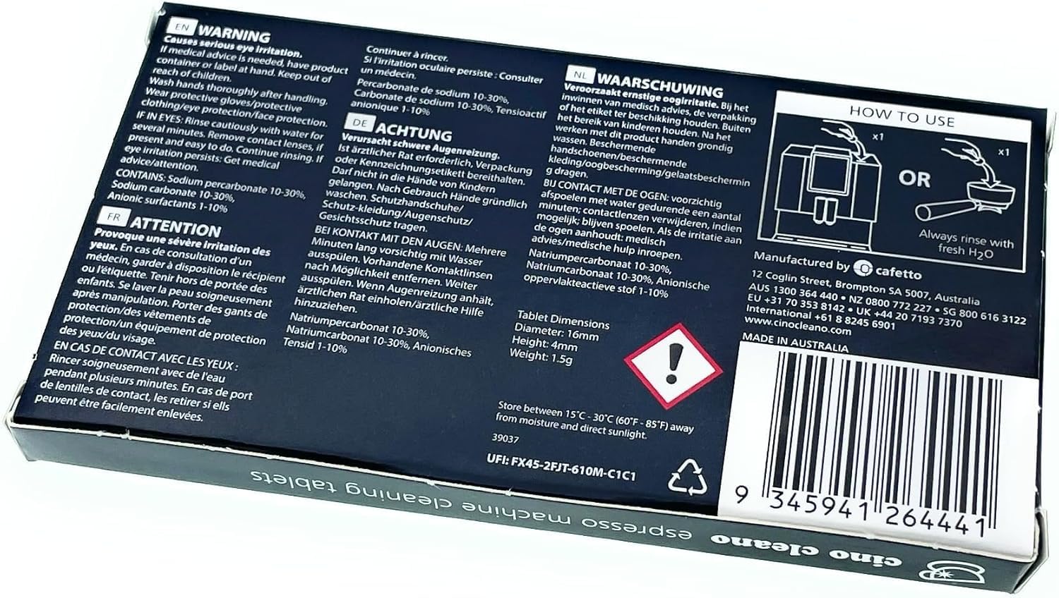 Cafetto Australia - Pastillas de limpieza para máquinas de café (8) | Compatible con máquinas de café caseras | Pastillas de limpieza para máquinas de café espresso - Seguro para tu