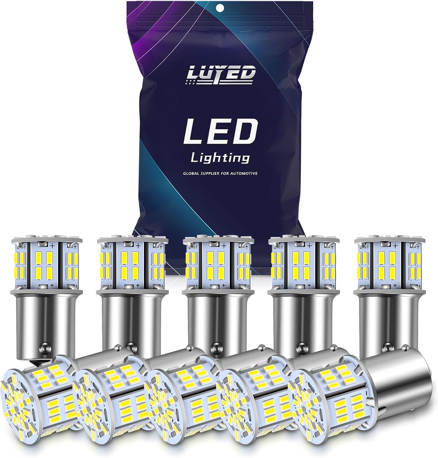 LUYED 1156 LED Bulb 12v Super Bright Low Power !10 x 650 Lumens 1156 1141 1003 3014 54smd Led Light bulb Used for Back Up Reverse Lights,Brake Lights,Tail Lights,Rv lights White
