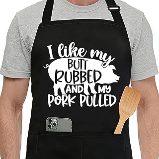 Funny Black Apron with Pockets for Man,Dad,Husband,Father in Law,Chef Daddy Women Grilling Apron BBQ Cooking Gifts
