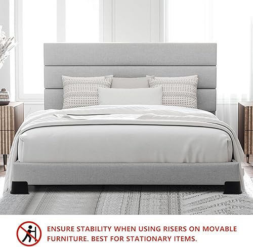 Miniatura 10 de HANIHUA Paquete de 4 elevadores de cama de gran tamaño de 6 pulgadas, resistentes, elevadores de muebles, elevadores de cama negros para mesa, sofá,