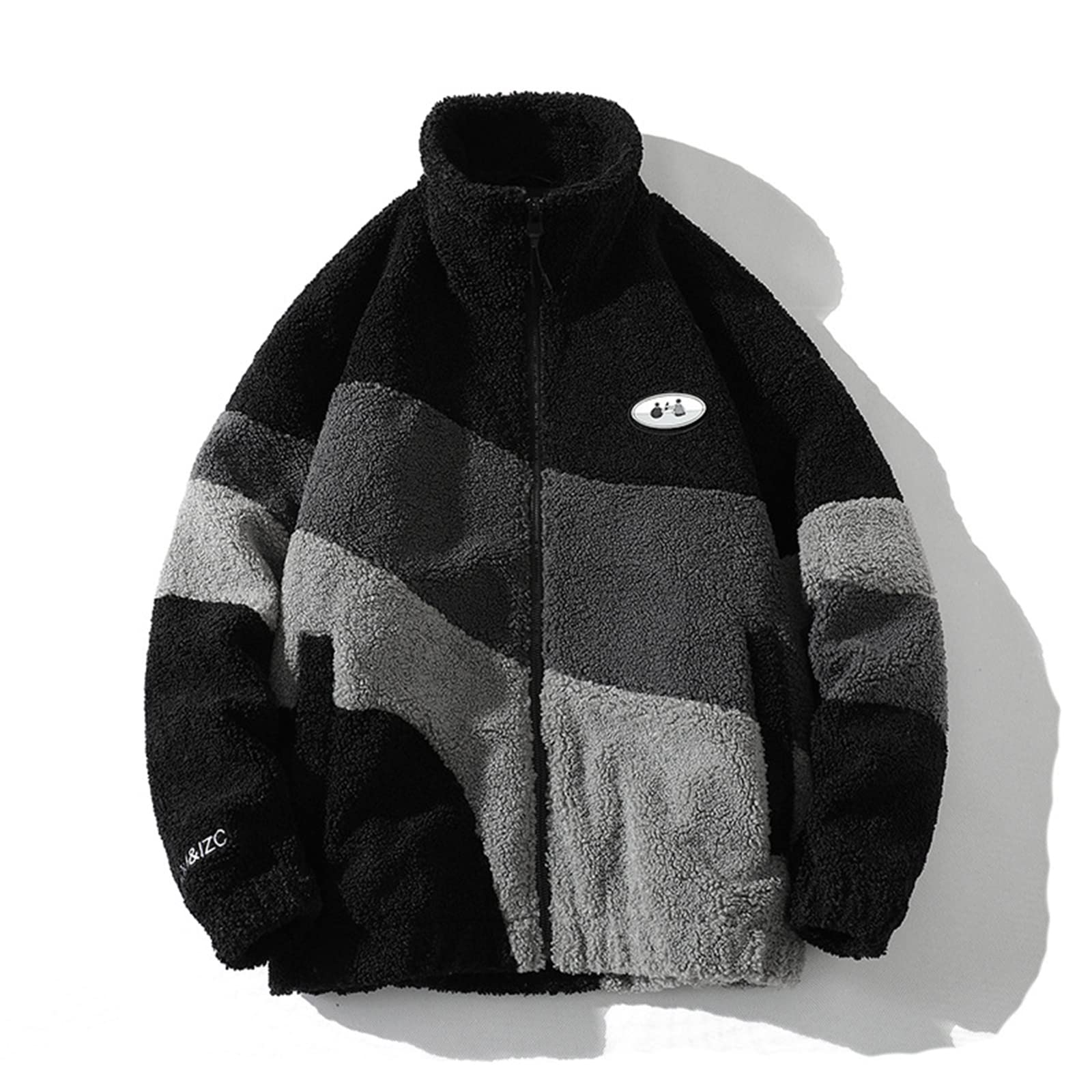 HB1 Vintage Polar Fleece Jacke Übergroße Winddichte Jacke Winter Warmer Mantel Lässiger Stehkragen Herren Oberbekleidung