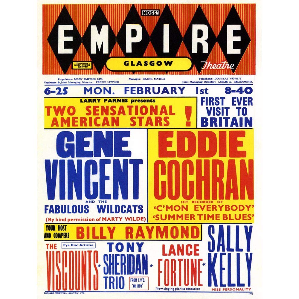 Wee Blue Coo Music Concert Advert Glasgow Empire Vincent Cochran Art Print Poster Wall Decor 12X16 Inch