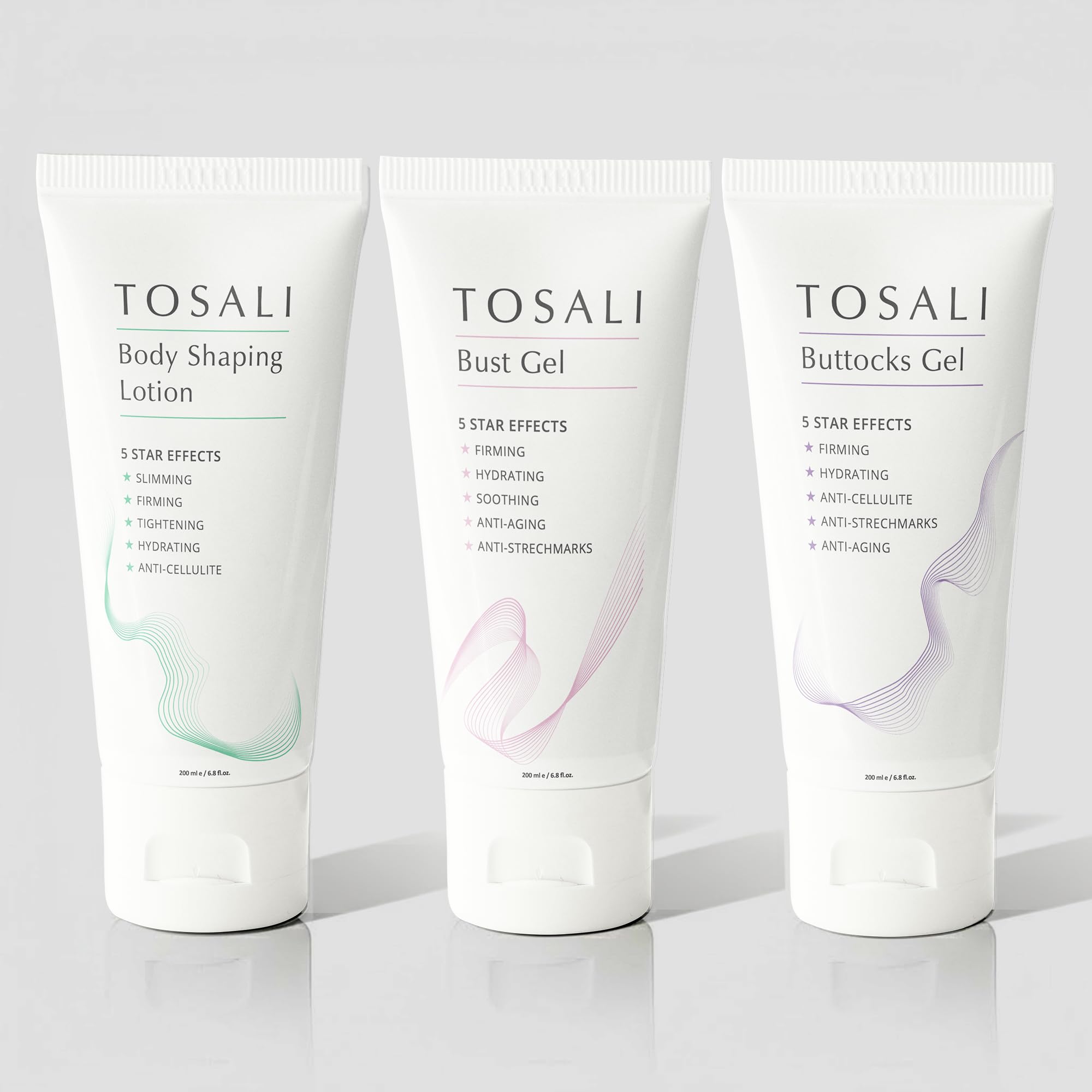 Tosali Skin Firming & Skincare Set – Buttocks Gel, Breast Firming Cream & Body Lotion – Anti-Aging, Hydrating, Stretch Marks & Cellulite Care with