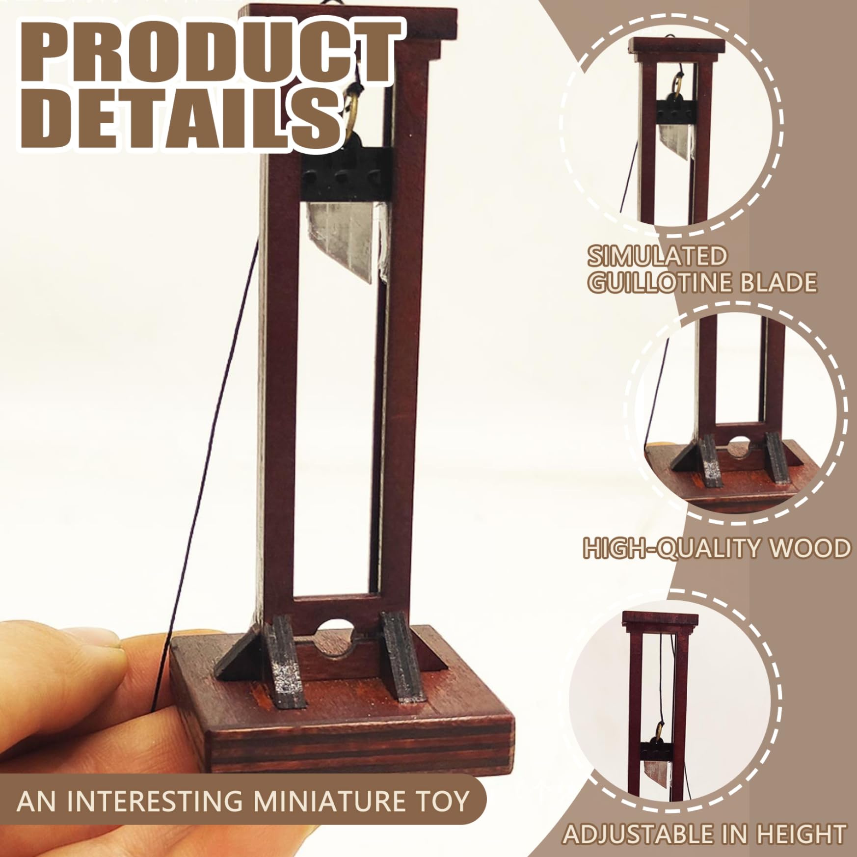 Jorzer Mini Guillotine en Bois, Potence, Cage de Prison, modèle Miniature, Jouet de Soldats, Figurines d'action, Accessoires, Jouets Jeu.
