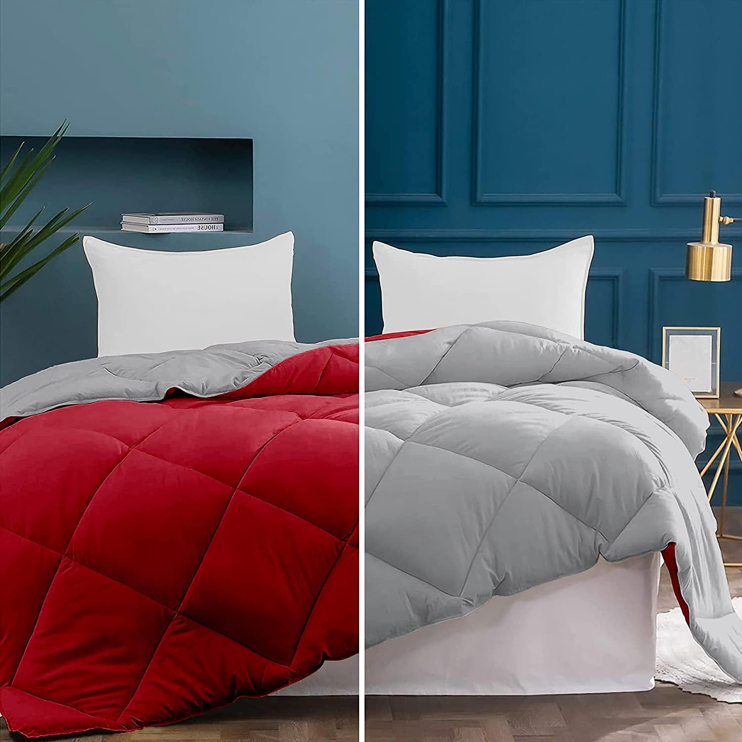 atk-8 bedding - washable blanket double bed king size comforter for heavy winter microfiber 600 gsm diamond stitch quilt (92"x106") reversible rajai king bed comforters hot pink/ash grey