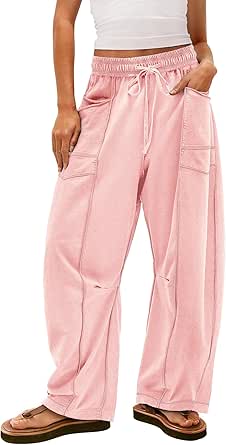 Yanekop Womens Baggy Wide Leg Pants Casual Summer Palazzo Pants Drawstring Waist Lounge Pants with Pockets