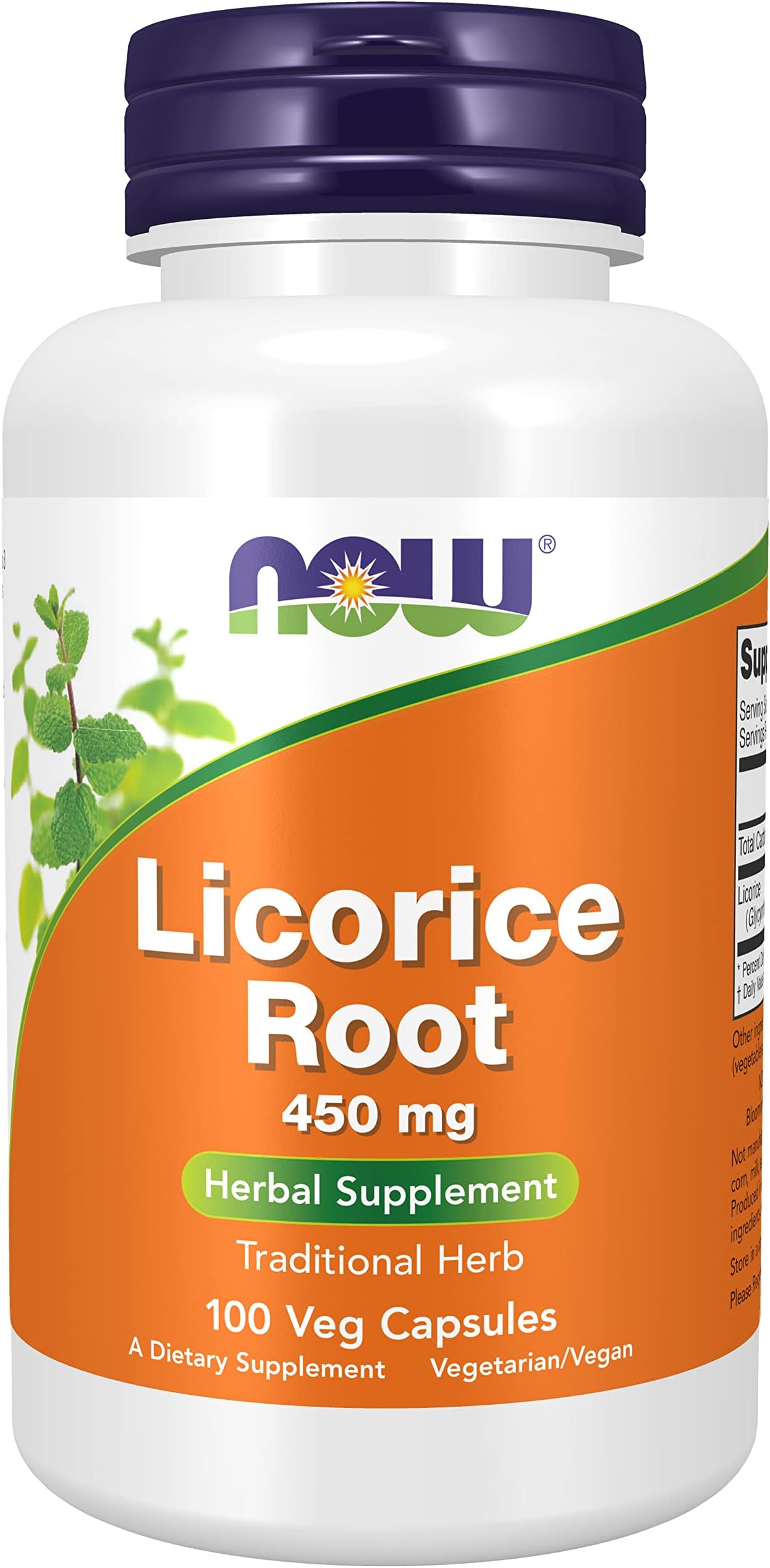 Now Foods, Licorice Root, 450mg, 100 Vegan Capsules, Lab-Tested, Licorice Root, Gluten Free, Soy Free, Vegetarian