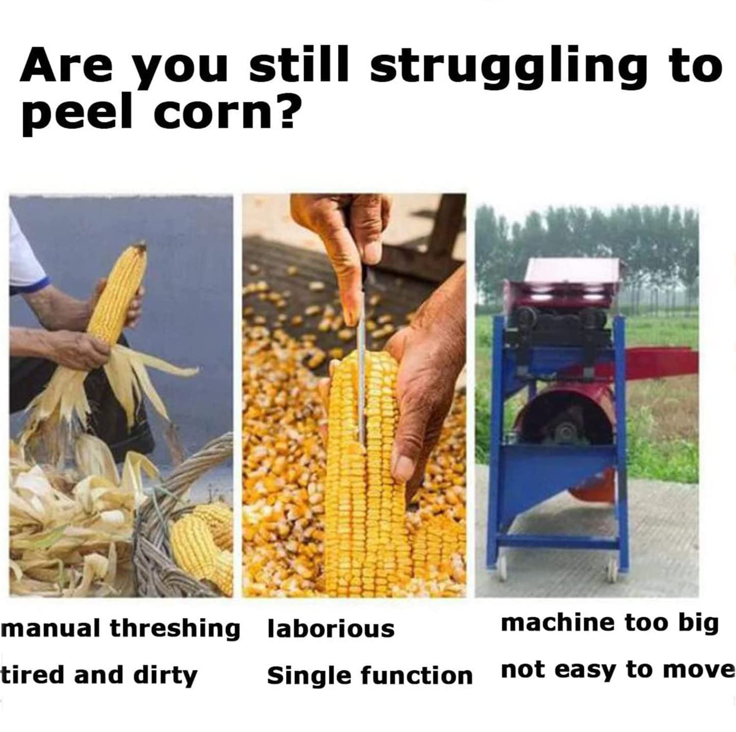 Amazon.co.jp: 40-60kg/h 家庭用小型トウモロコシ脱穀機、木製ハンドル