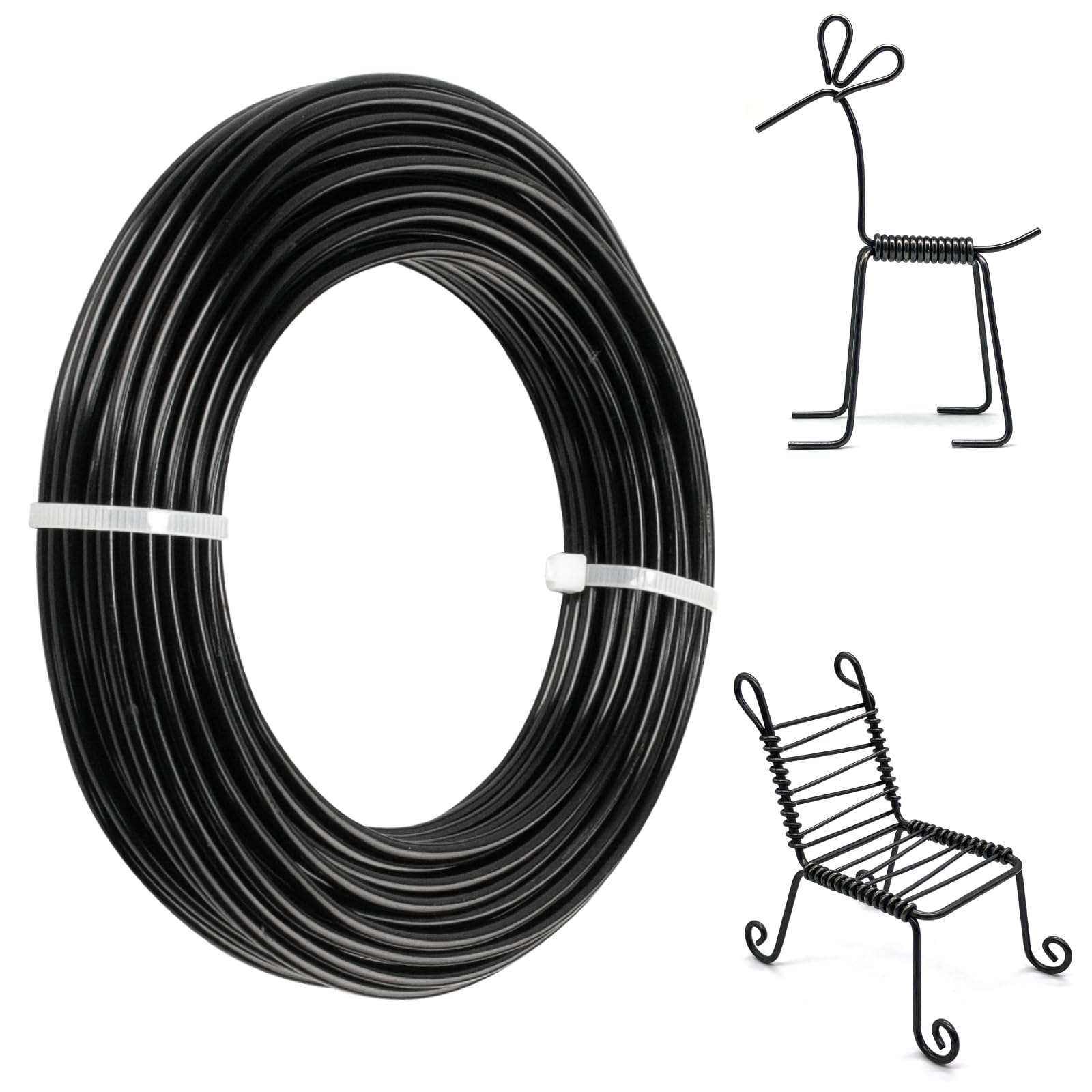 Aluminum Craft Wires, 3mm x 15M/49.2 ft Jewellery Wires, Bendable Florist Wire, Bonsai Wire for Wreath Making Jewelry Making Sculpting Modelling DIY Arts and Crafts (3mm 50 Feet,Black)