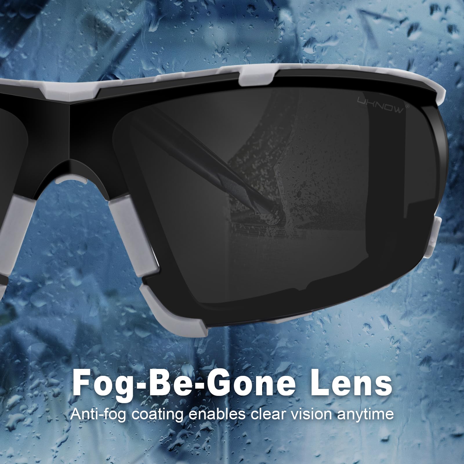 UKNOW Gafas de seguridad, lentes envolventes antivaho, junta de espuma extraíble, gafas protectoras ANSI Z87.1, resistentes a los impactos