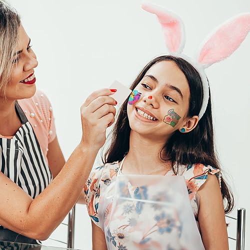 Miniatura 6 de Relleno de cesta de Pascua para niños, paquete de 144 tatuajes de Pascua para niños, tatuajes temporales individuales, temas de Pascua, calcomanías