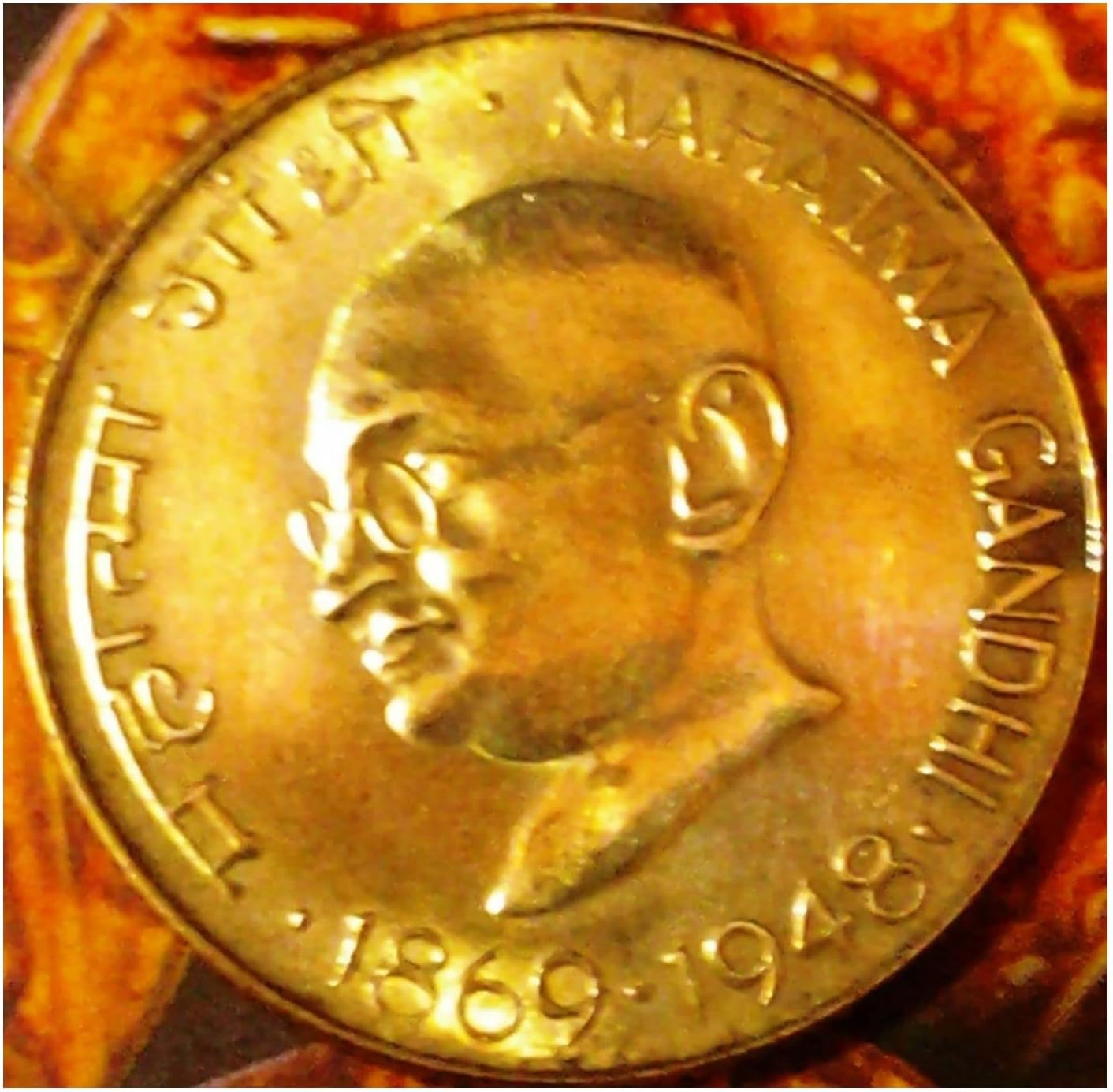 1969 Varies SCARCE 1969 BRONZE COIN of INDIA CELEBRATING GANDHI'S 100th BIRTHDAY! 3 LIONS OF ASHOKA (BUDDHIST KING) on BACK 20 PAISE Seller AU-BU
