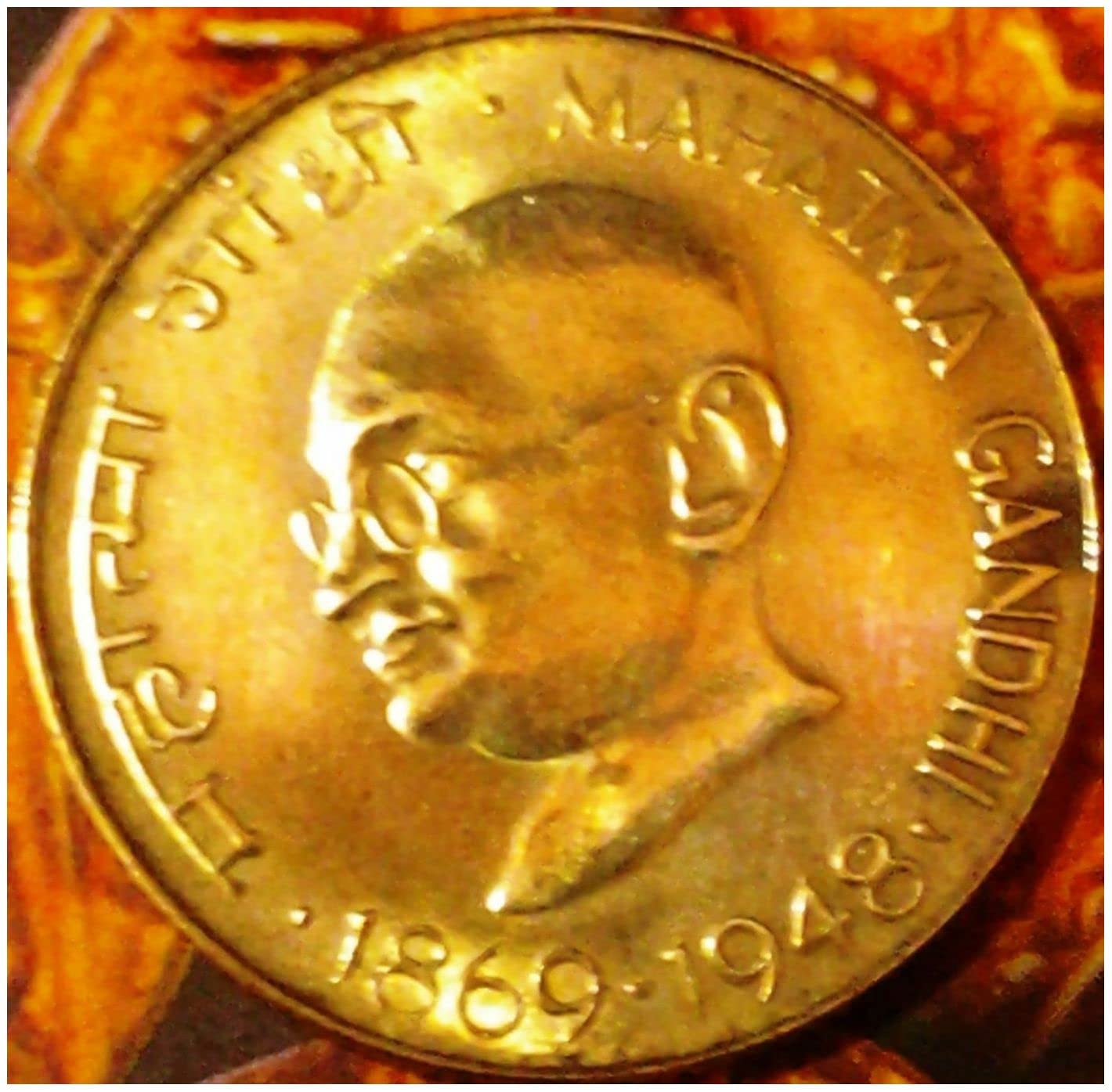 1969 Varies SCARCE 1969 BRONZE COIN of INDIA CELEBRATING GANDHI'S 100th BIRTHDAY! 3 LIONS OF ASHOKA (BUDDHIST KING) on BACK 20 PAISE Seller AU-BU