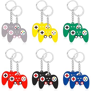 Dacitiery Pack of 12 Game Keyrings Party Bag Filler Video Game Keychain Game Controller Video Game Key Ring Game Handle Pendant Charms