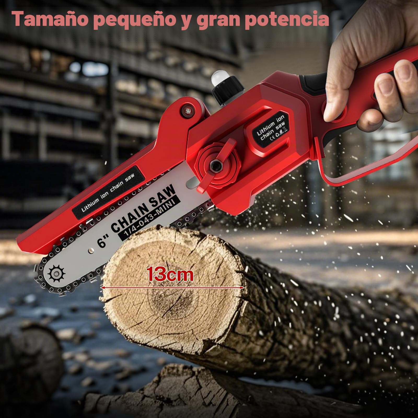WingFly Mini Motosierra de Pértiga, Motosierra Telescópica de 6 Pulgadas | Baterías de 4000mAh, Sistema de Lubricación, Hasta 4,5 m de longitud de trabajo para jardín