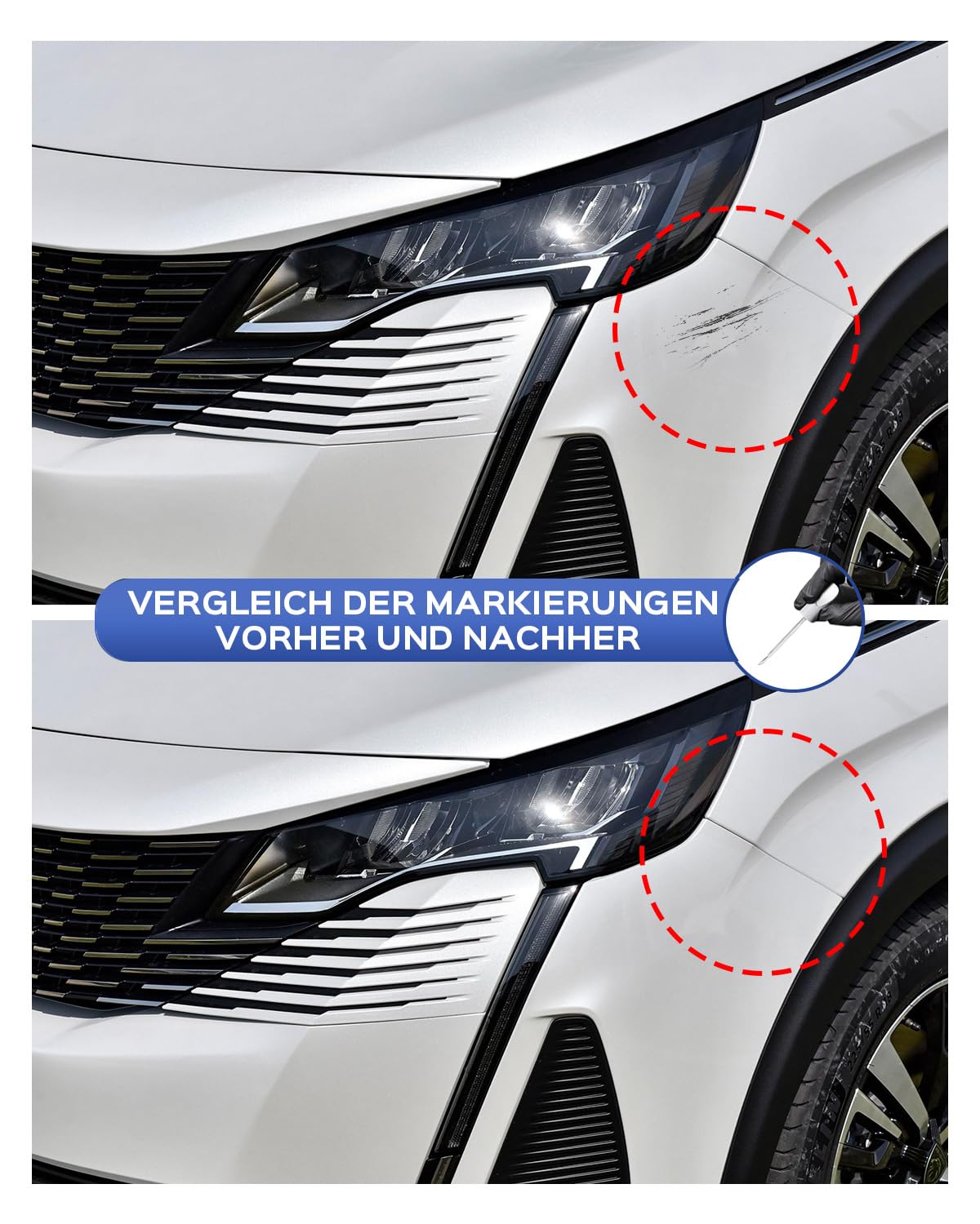 Vernice per Ritocchi EWP Bianco Banquise Bianca White per Peugeot Riparazione Graffi e Scheggiature